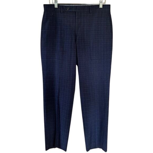 Lauren Ralph Lauren Men’s Dress Pants 32x30 Blue Plaid Flat Front - Picture 1 of 5